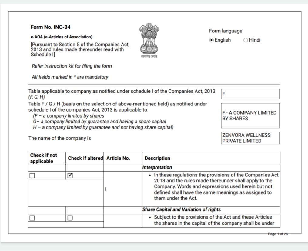 Articles of Association