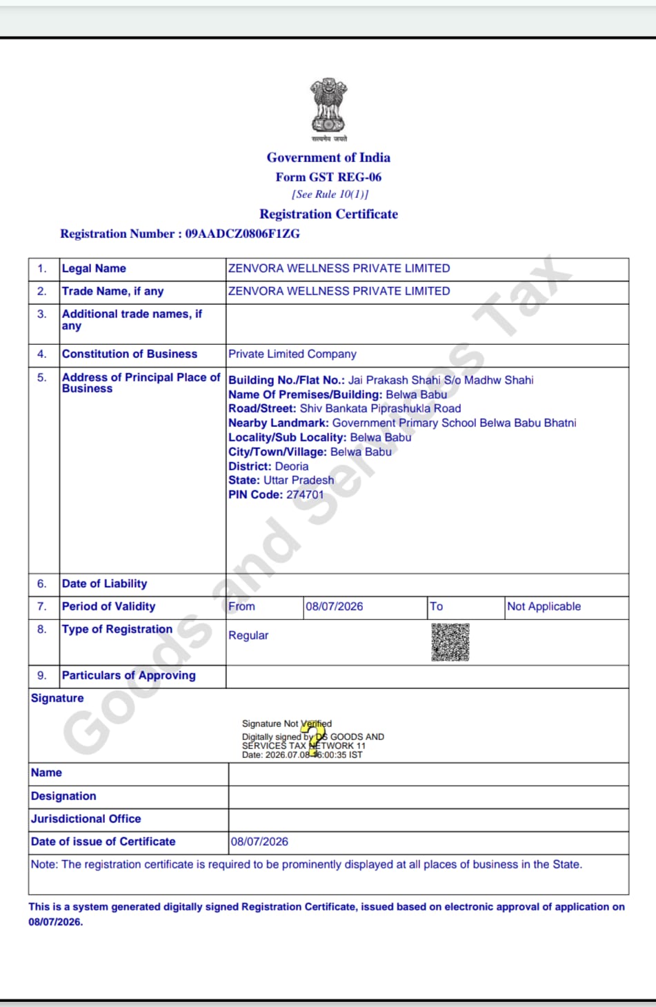 GST Registration Certificate