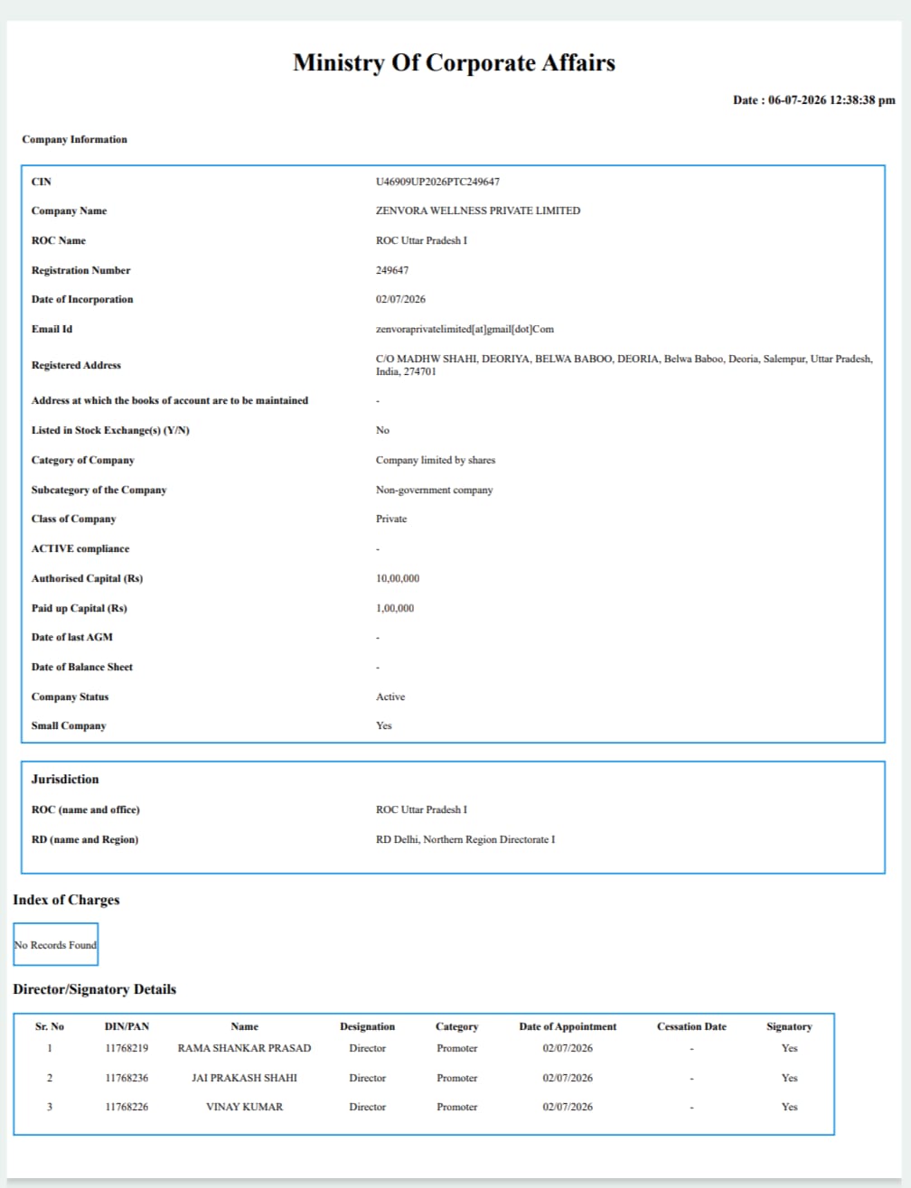 MCA Company Master Data